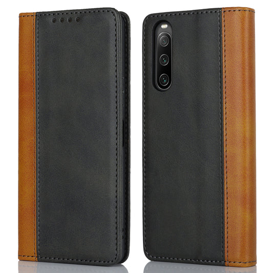 For Sony Xperia 10 V Magnetic Flip PU Leather Phone Wallet Case Stand Bi-color Splicing Anti-drop Cover