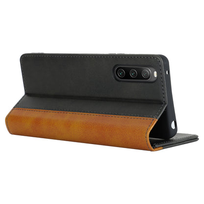 For Sony Xperia 10 V Magnetic Flip PU Leather Phone Wallet Case Stand Bi-color Splicing Anti-drop Cover