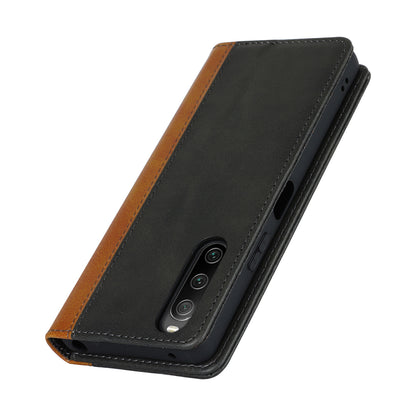 For Sony Xperia 10 V Magnetic Flip PU Leather Phone Wallet Case Stand Bi-color Splicing Anti-drop Cover