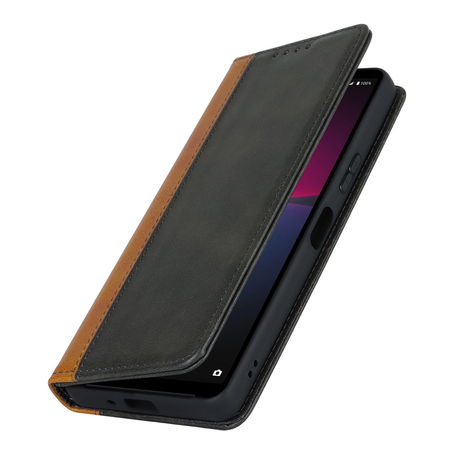 For Sony Xperia 10 V Magnetic Flip PU Leather Phone Wallet Case Stand Bi-color Splicing Anti-drop Cover