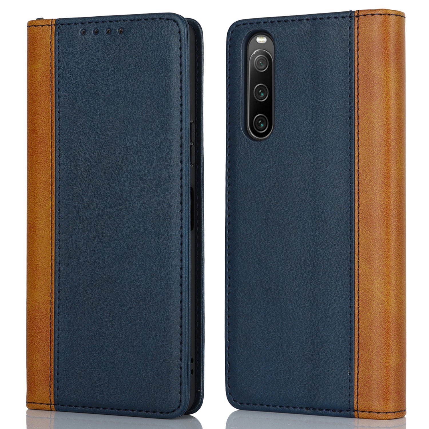For Sony Xperia 10 V Magnetic Flip PU Leather Phone Wallet Case Stand Bi-color Splicing Anti-drop Cover
