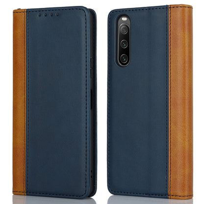 For Sony Xperia 10 V Magnetic Flip PU Leather Phone Wallet Case Stand Bi-color Splicing Anti-drop Cover