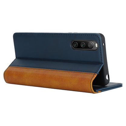 For Sony Xperia 10 V Magnetic Flip PU Leather Phone Wallet Case Stand Bi-color Splicing Anti-drop Cover