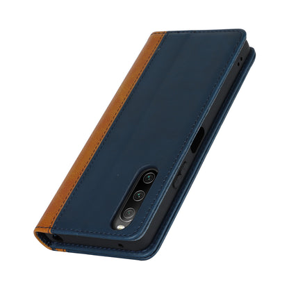 For Sony Xperia 10 V Magnetic Flip PU Leather Phone Wallet Case Stand Bi-color Splicing Anti-drop Cover