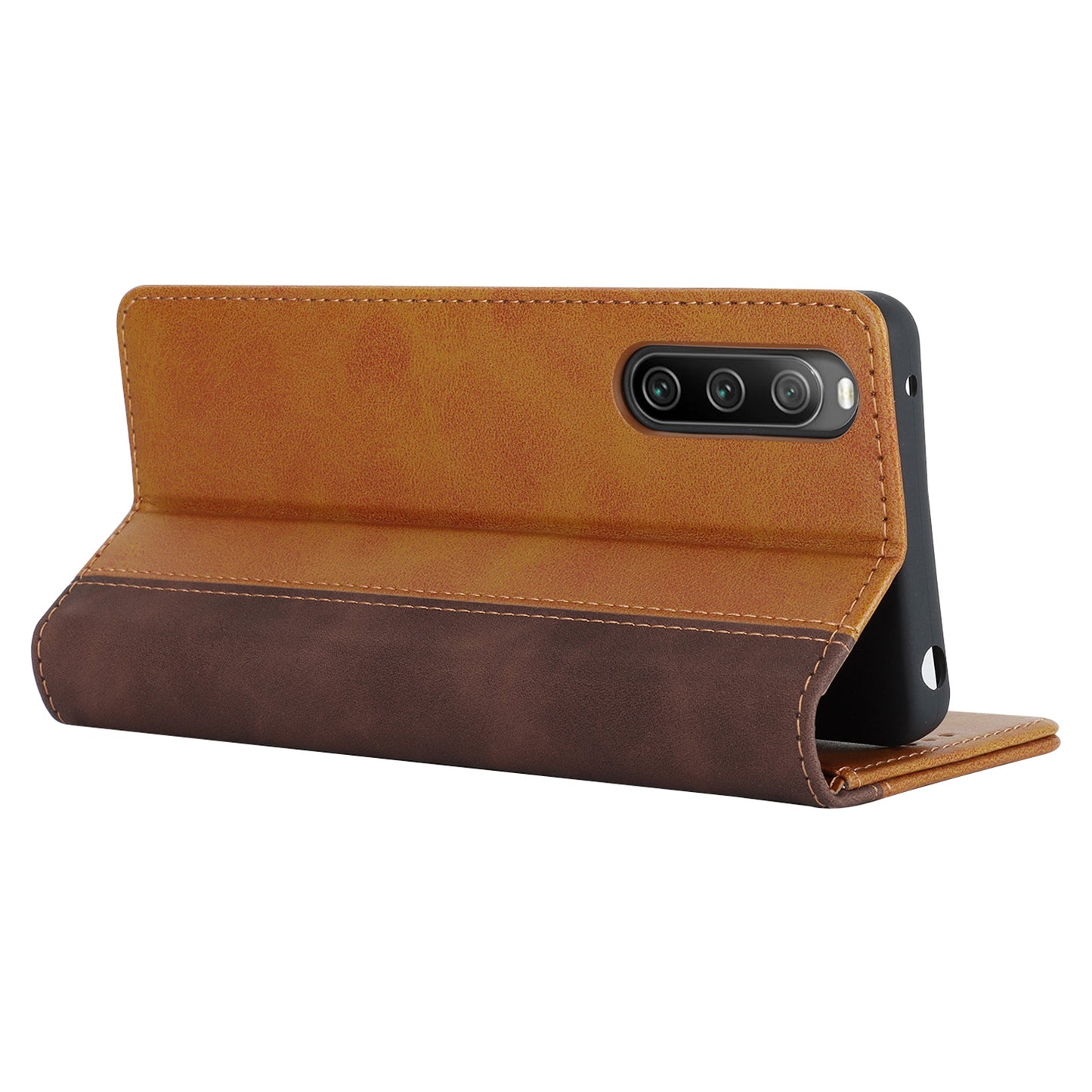 For Sony Xperia 10 V Magnetic Flip PU Leather Phone Wallet Case Stand Bi-color Splicing Anti-drop Cover