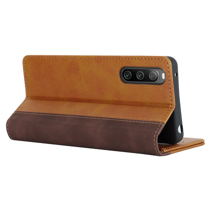For Sony Xperia 10 V Magnetic Flip PU Leather Phone Wallet Case Stand Bi-color Splicing Anti-drop Cover