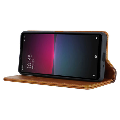 For Sony Xperia 10 V Magnetic Flip PU Leather Phone Wallet Case Stand Bi-color Splicing Anti-drop Cover