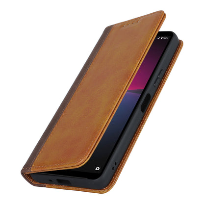 For Sony Xperia 10 V Magnetic Flip PU Leather Phone Wallet Case Stand Bi-color Splicing Anti-drop Cover