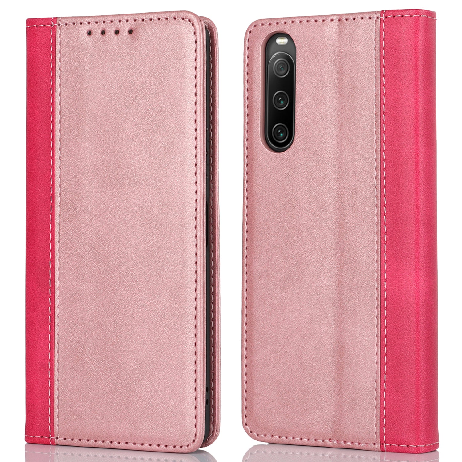 For Sony Xperia 10 V Magnetic Flip PU Leather Phone Wallet Case Stand Bi-color Splicing Anti-drop Cover