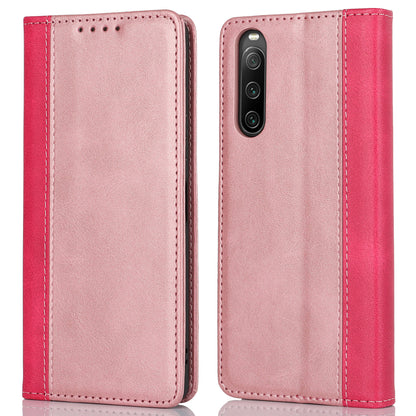For Sony Xperia 10 V Magnetic Flip PU Leather Phone Wallet Case Stand Bi-color Splicing Anti-drop Cover