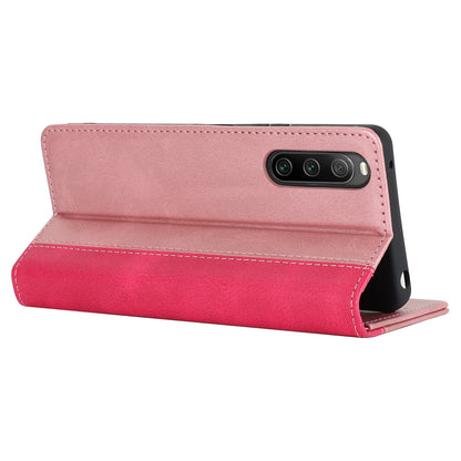 For Sony Xperia 10 V Magnetic Flip PU Leather Phone Wallet Case Stand Bi-color Splicing Anti-drop Cover