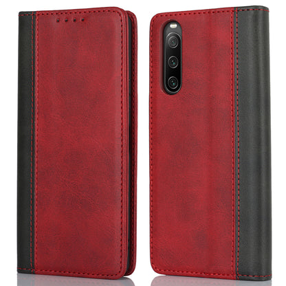 For Sony Xperia 10 V Magnetic Flip PU Leather Phone Wallet Case Stand Bi-color Splicing Anti-drop Cover