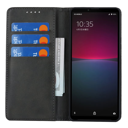 PU Leather Case for Sony Xperia 10 V Scratch Resistant Calf Texture Stand Wallet Phone Cover