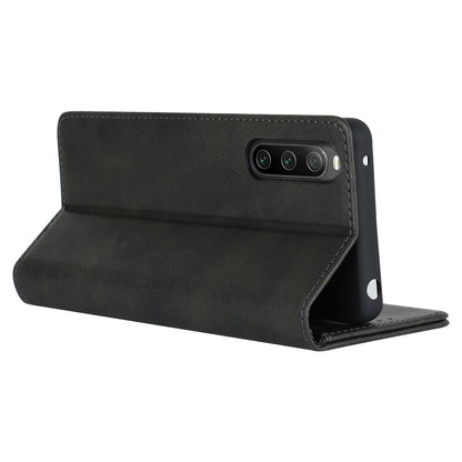 PU Leather Case for Sony Xperia 10 V Scratch Resistant Calf Texture Stand Wallet Phone Cover