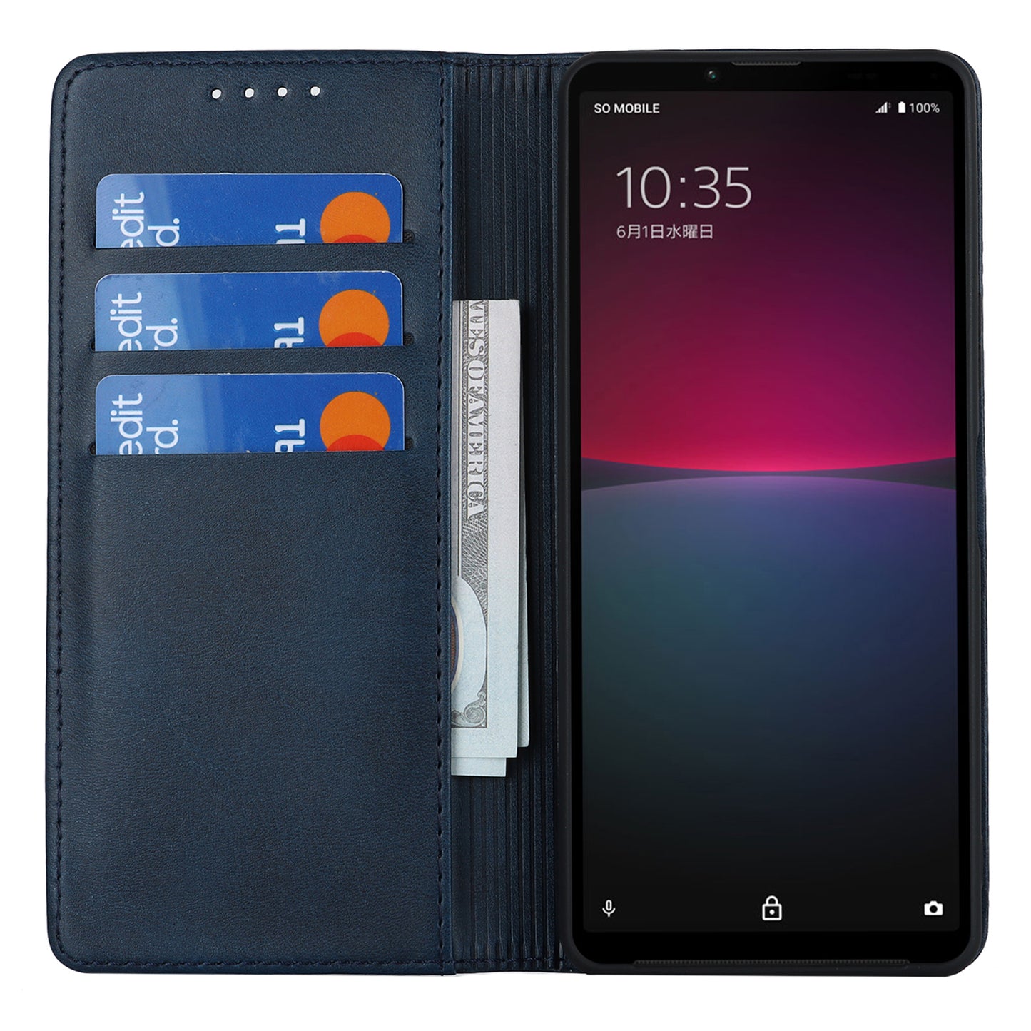 PU Leather Case for Sony Xperia 10 V Scratch Resistant Calf Texture Stand Wallet Phone Cover