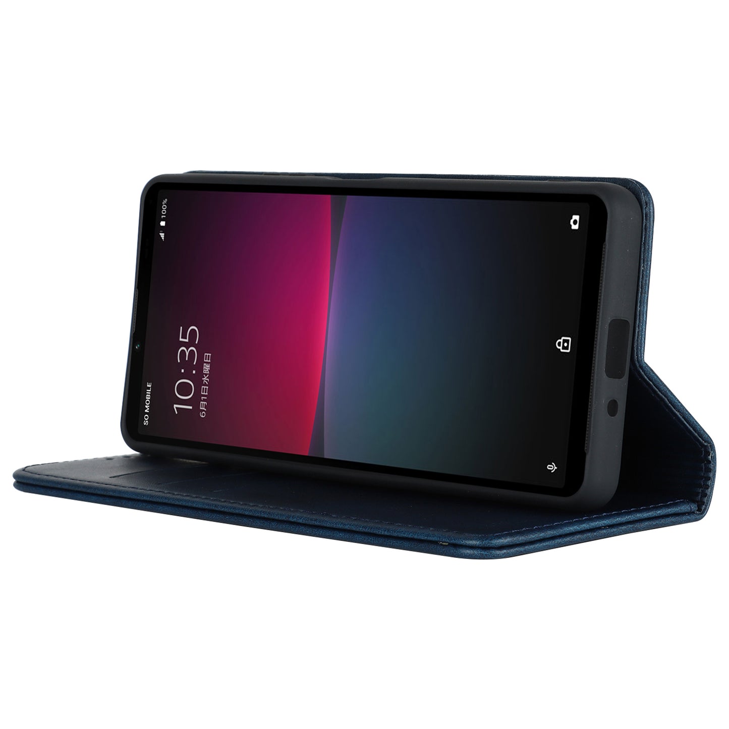 PU Leather Case for Sony Xperia 10 V Scratch Resistant Calf Texture Stand Wallet Phone Cover