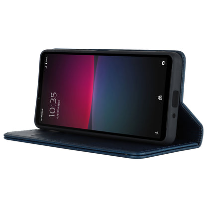 PU Leather Case for Sony Xperia 10 V Scratch Resistant Calf Texture Stand Wallet Phone Cover