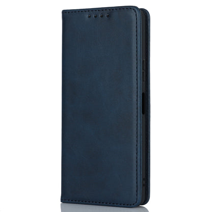 PU Leather Case for Sony Xperia 10 V Scratch Resistant Calf Texture Stand Wallet Phone Cover