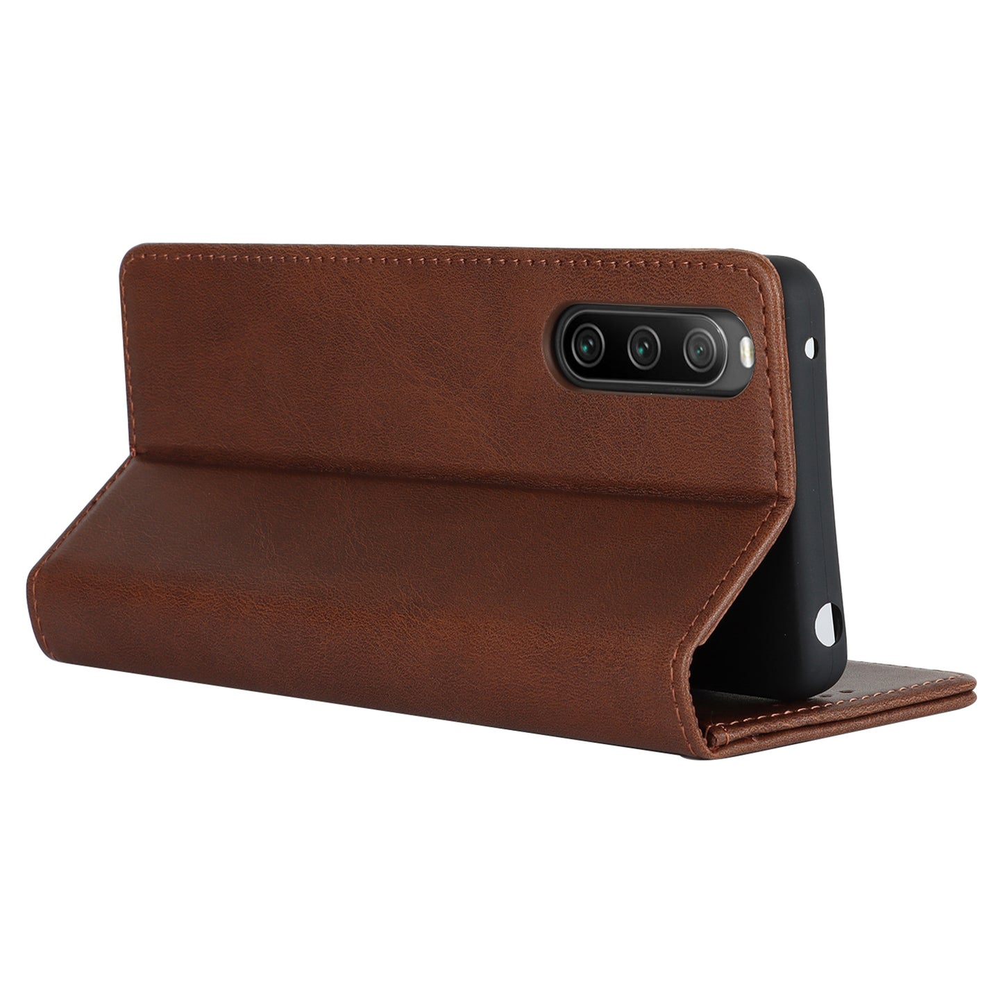 PU Leather Case for Sony Xperia 10 V Scratch Resistant Calf Texture Stand Wallet Phone Cover