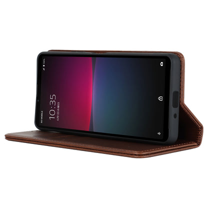 PU Leather Case for Sony Xperia 10 V Scratch Resistant Calf Texture Stand Wallet Phone Cover