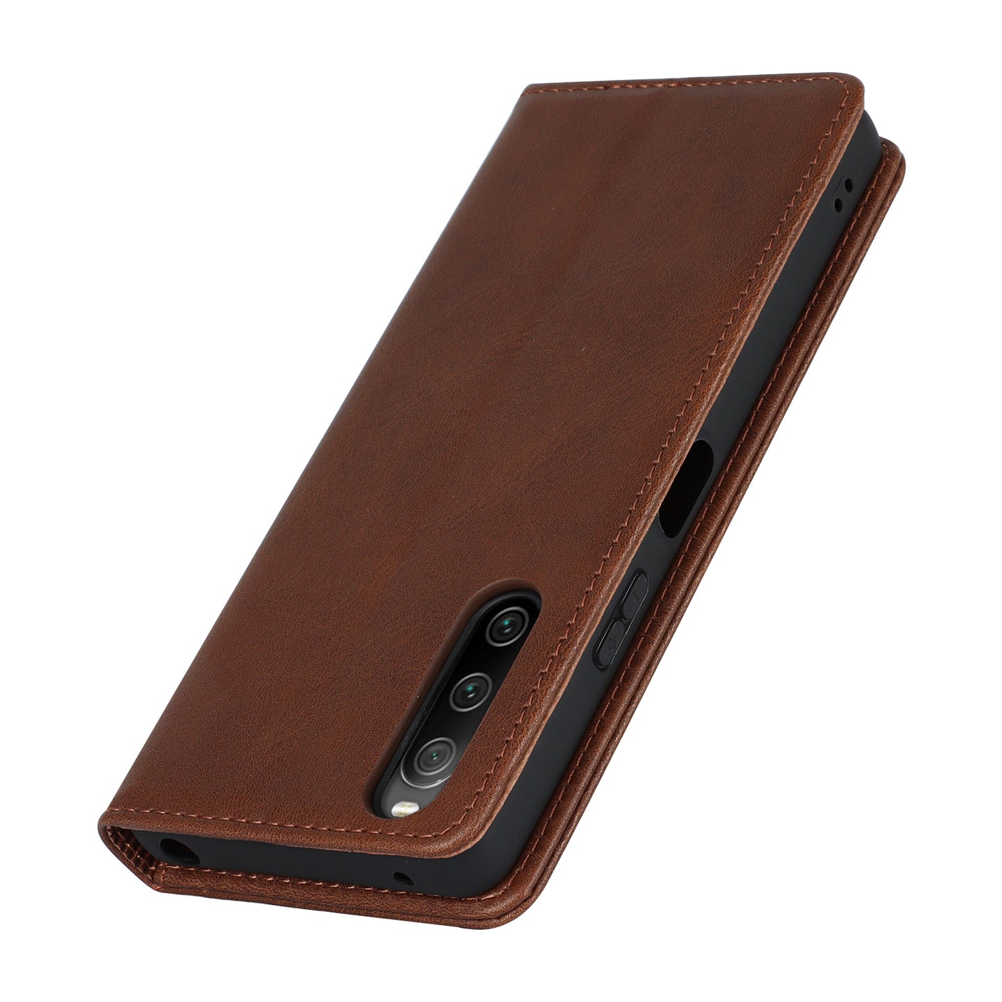 PU Leather Case for Sony Xperia 10 V Scratch Resistant Calf Texture Stand Wallet Phone Cover
