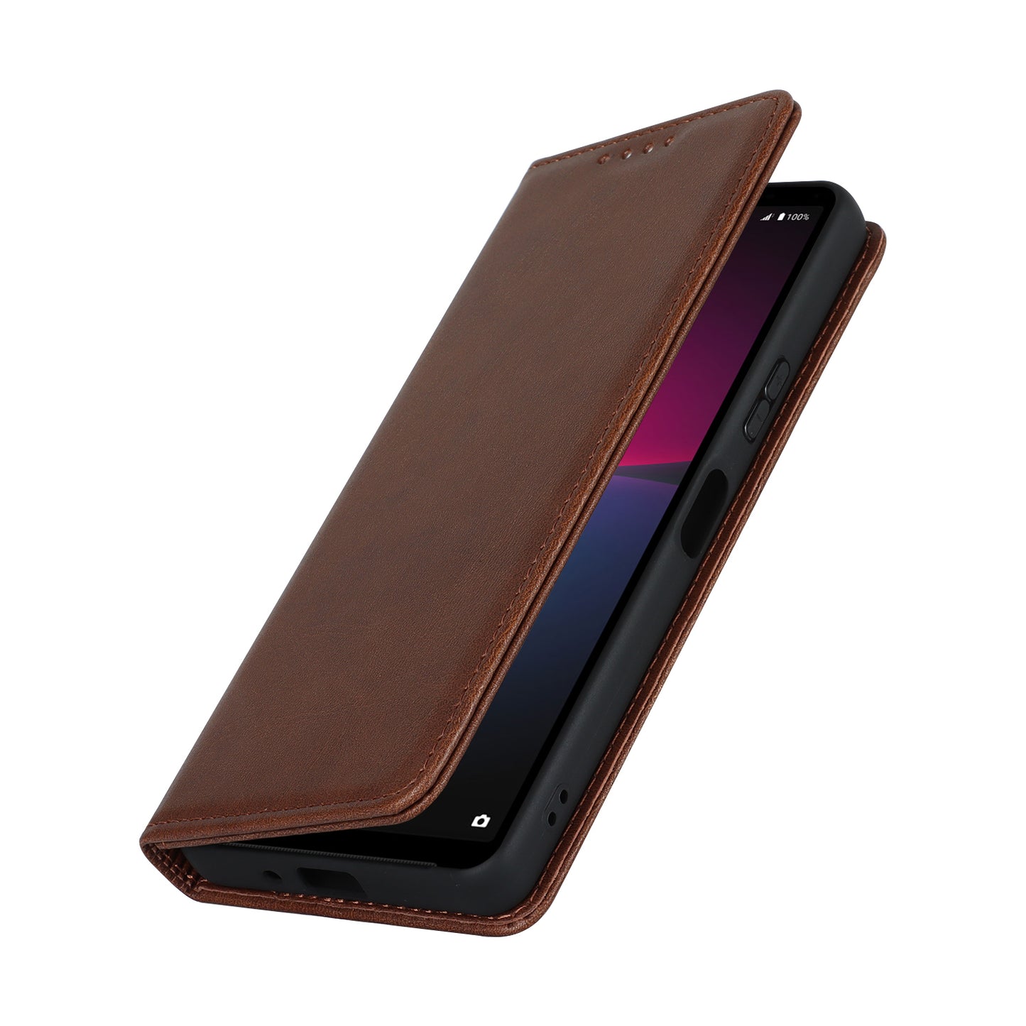 PU Leather Case for Sony Xperia 10 V Scratch Resistant Calf Texture Stand Wallet Phone Cover