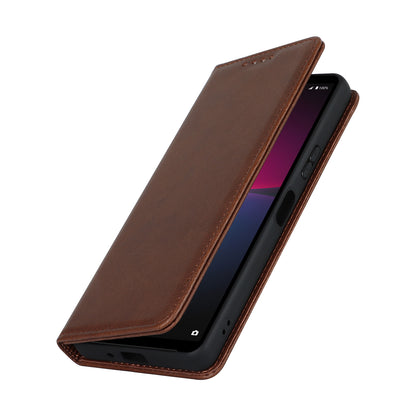 PU Leather Case for Sony Xperia 10 V Scratch Resistant Calf Texture Stand Wallet Phone Cover