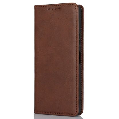 PU Leather Case for Sony Xperia 10 V Scratch Resistant Calf Texture Stand Wallet Phone Cover