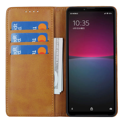 PU Leather Case for Sony Xperia 10 V Scratch Resistant Calf Texture Stand Wallet Phone Cover