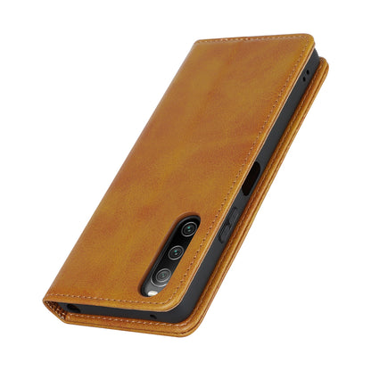 PU Leather Case for Sony Xperia 10 V Scratch Resistant Calf Texture Stand Wallet Phone Cover