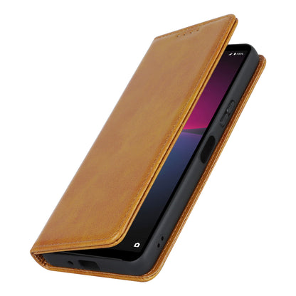 PU Leather Case for Sony Xperia 10 V Scratch Resistant Calf Texture Stand Wallet Phone Cover