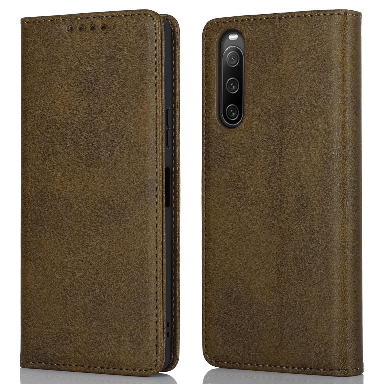 PU Leather Case for Sony Xperia 10 V Scratch Resistant Calf Texture Stand Wallet Phone Cover