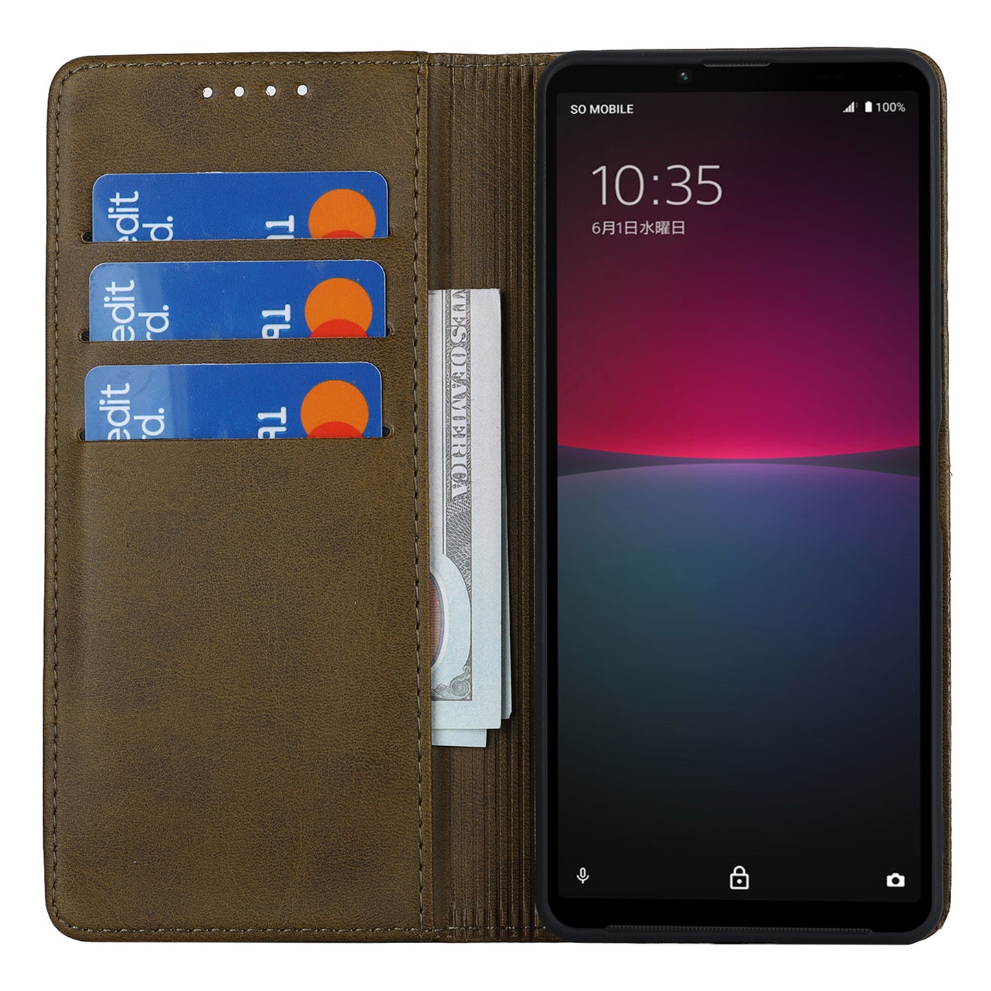 PU Leather Case for Sony Xperia 10 V Scratch Resistant Calf Texture Stand Wallet Phone Cover