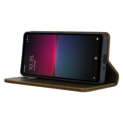 PU Leather Case for Sony Xperia 10 V Scratch Resistant Calf Texture Stand Wallet Phone Cover