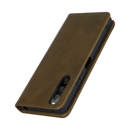 PU Leather Case for Sony Xperia 10 V Scratch Resistant Calf Texture Stand Wallet Phone Cover