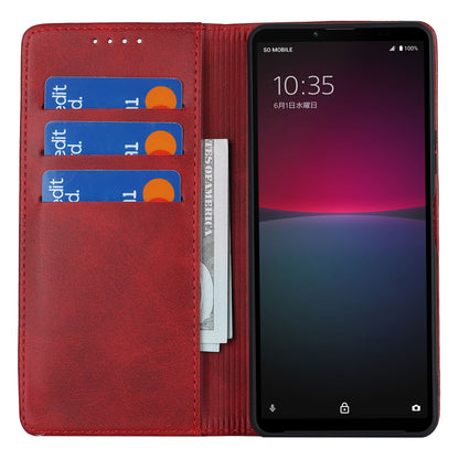 PU Leather Case for Sony Xperia 10 V Scratch Resistant Calf Texture Stand Wallet Phone Cover