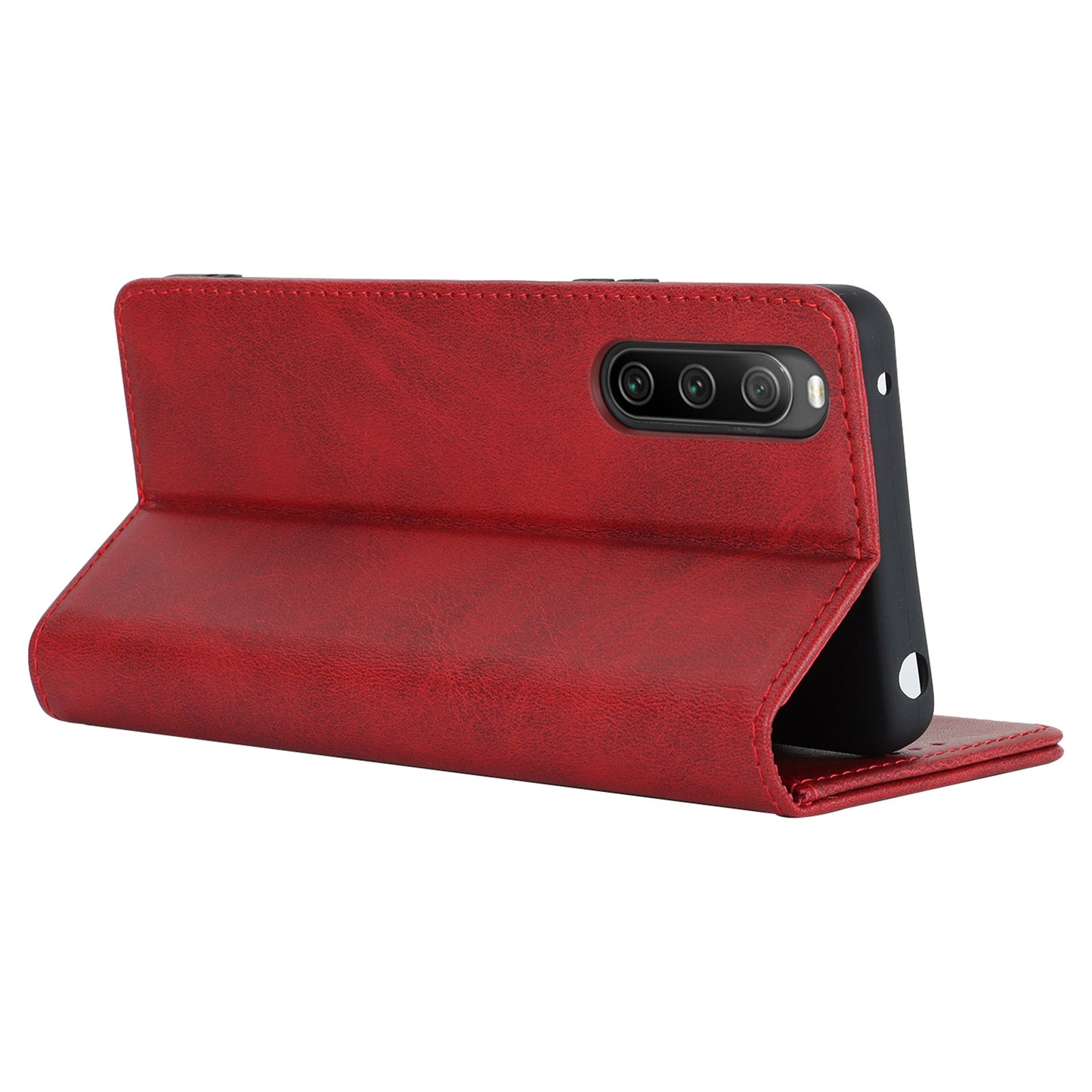 PU Leather Case for Sony Xperia 10 V Scratch Resistant Calf Texture Stand Wallet Phone Cover