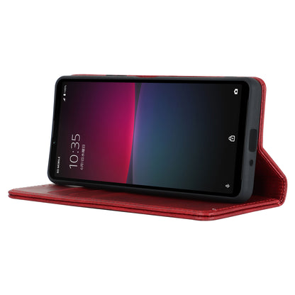 PU Leather Case for Sony Xperia 10 V Scratch Resistant Calf Texture Stand Wallet Phone Cover