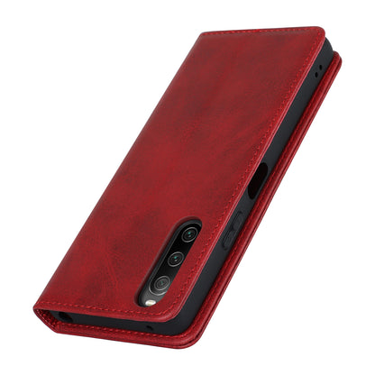 PU Leather Case for Sony Xperia 10 V Scratch Resistant Calf Texture Stand Wallet Phone Cover
