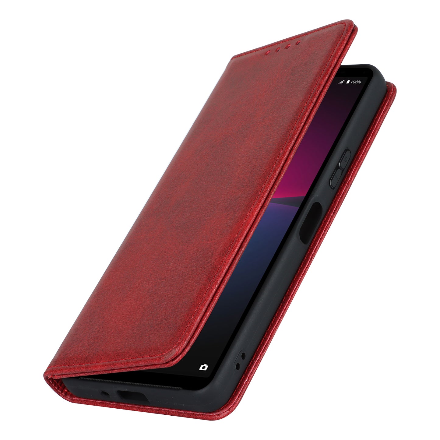 PU Leather Case for Sony Xperia 10 V Scratch Resistant Calf Texture Stand Wallet Phone Cover