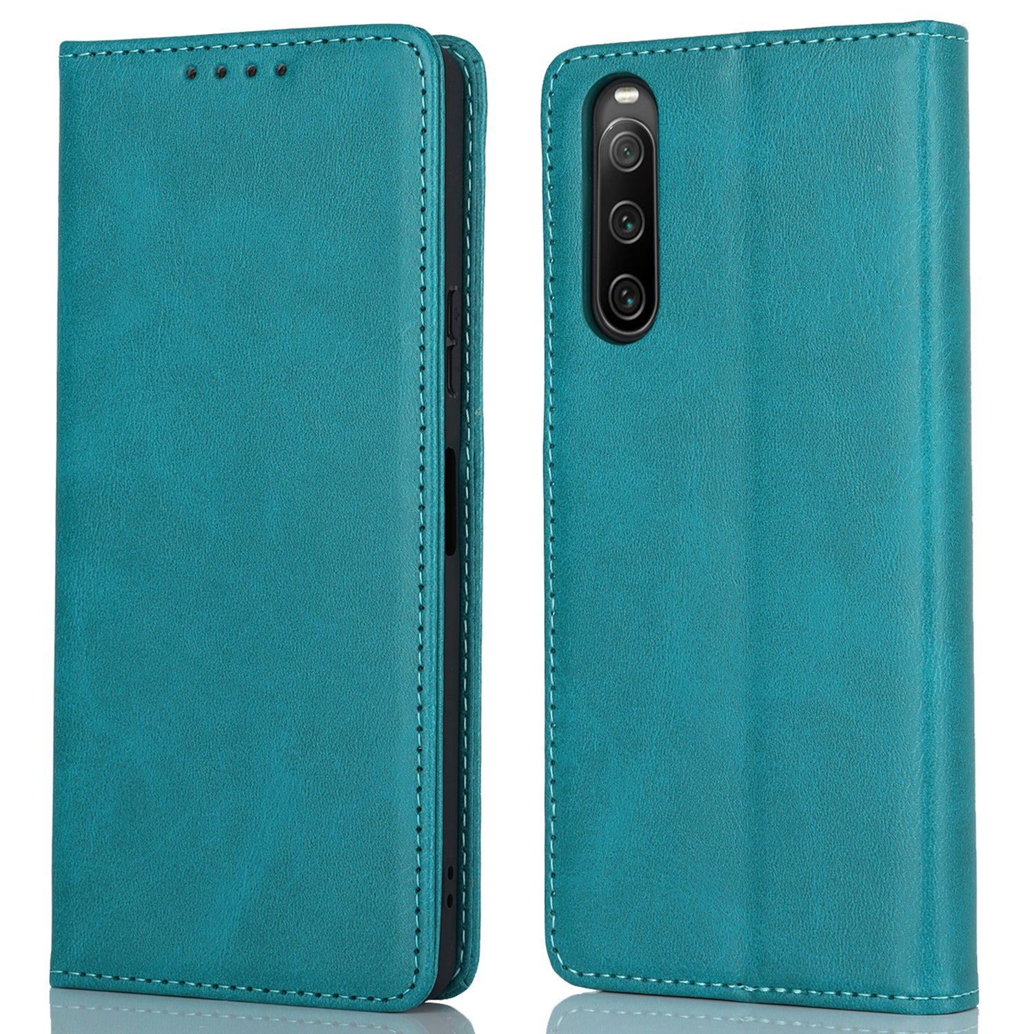 PU Leather Case for Sony Xperia 10 V Scratch Resistant Calf Texture Stand Wallet Phone Cover
