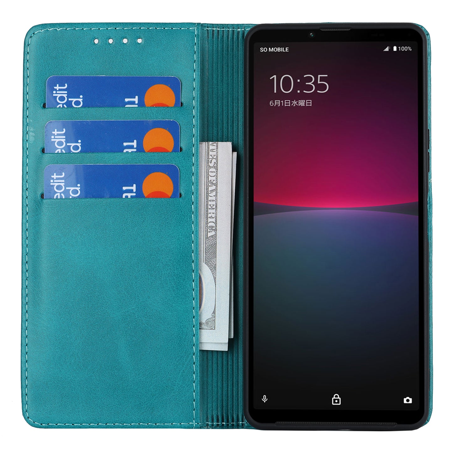 PU Leather Case for Sony Xperia 10 V Scratch Resistant Calf Texture Stand Wallet Phone Cover