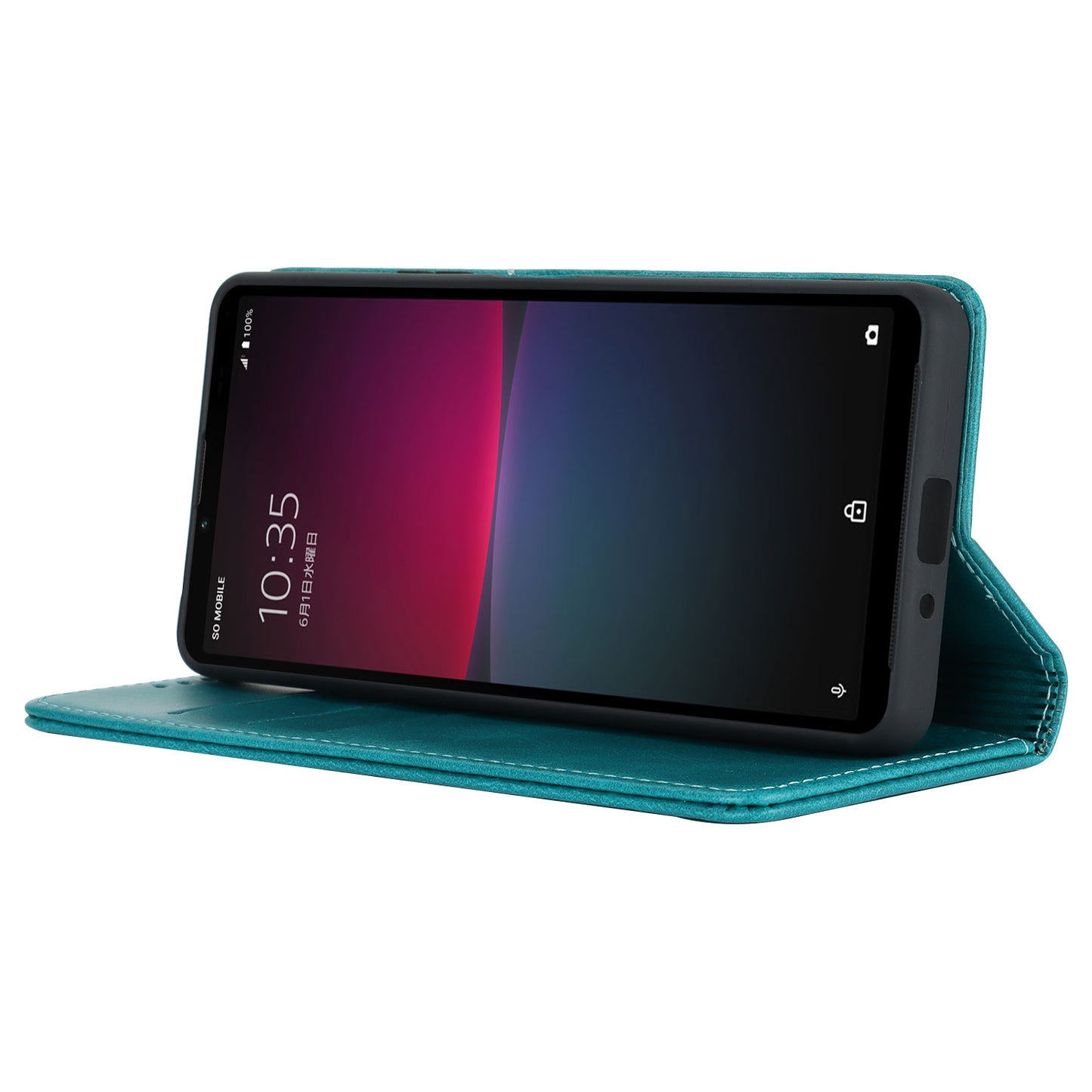 PU Leather Case for Sony Xperia 10 V Scratch Resistant Calf Texture Stand Wallet Phone Cover