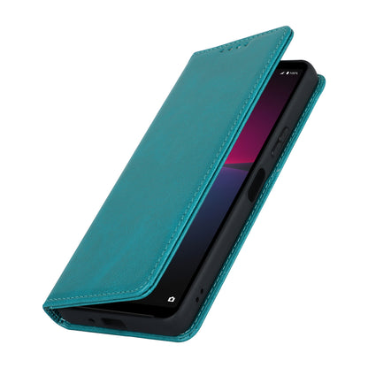 PU Leather Case for Sony Xperia 10 V Scratch Resistant Calf Texture Stand Wallet Phone Cover