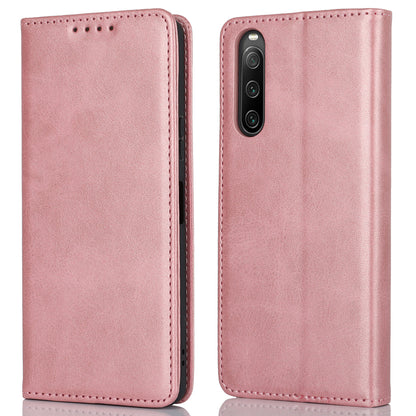 PU Leather Case for Sony Xperia 10 V Scratch Resistant Calf Texture Stand Wallet Phone Cover