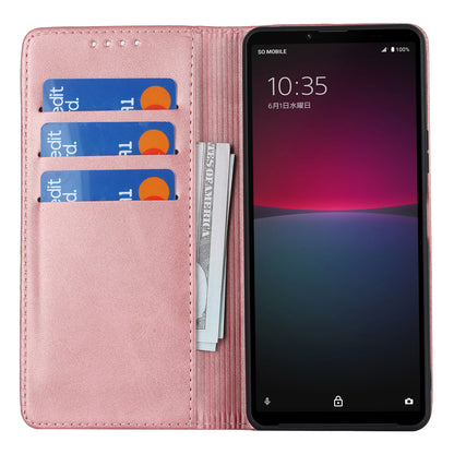 PU Leather Case for Sony Xperia 10 V Scratch Resistant Calf Texture Stand Wallet Phone Cover