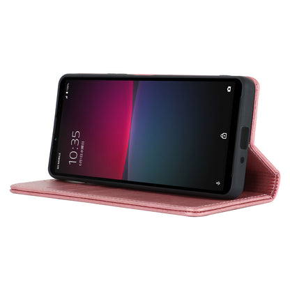 PU Leather Case for Sony Xperia 10 V Scratch Resistant Calf Texture Stand Wallet Phone Cover