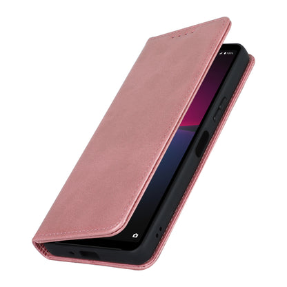 PU Leather Case for Sony Xperia 10 V Scratch Resistant Calf Texture Stand Wallet Phone Cover