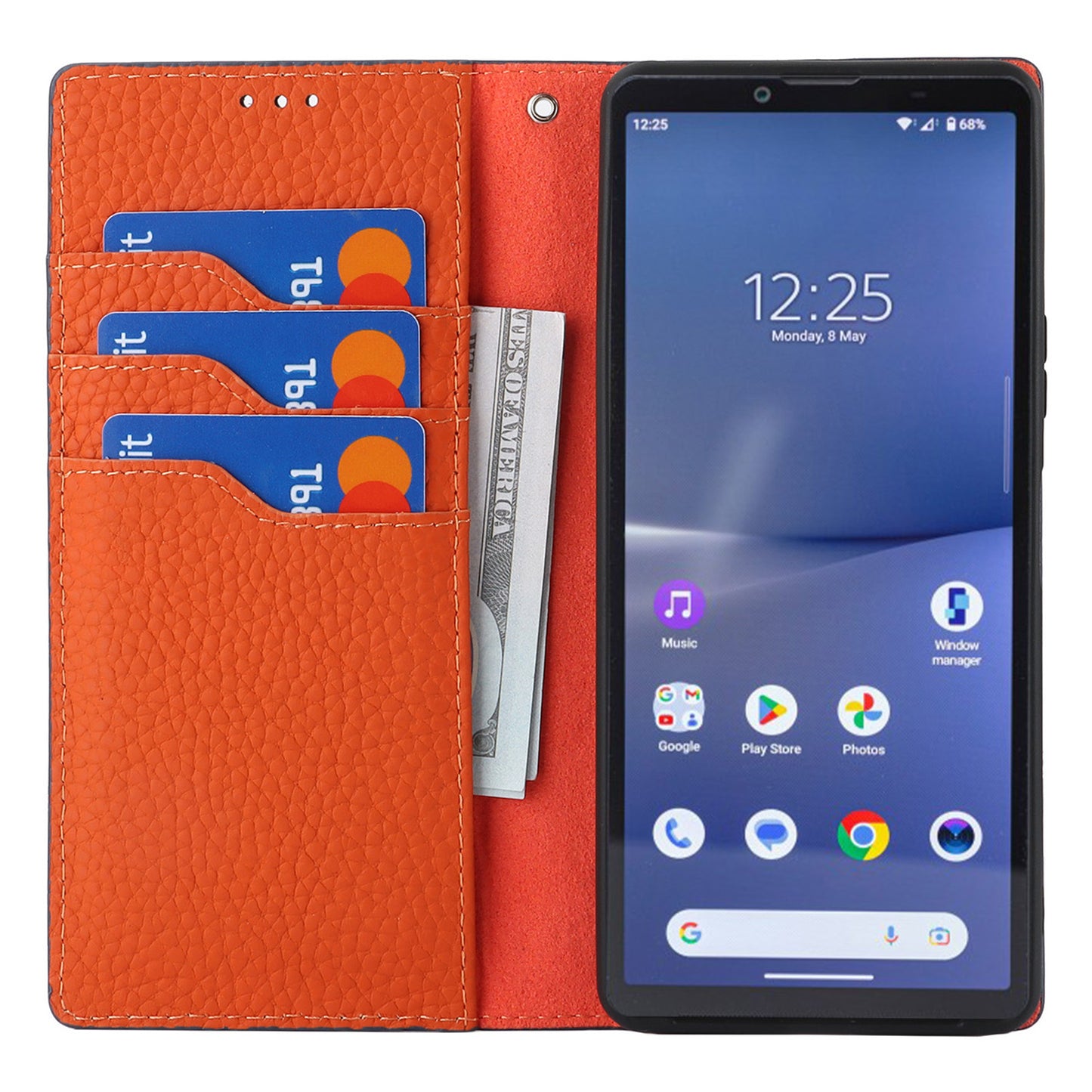 Flip Cover for Sony Xperia 10 V Litchi Texture Genuine Cow Leather Phone Case Stand Wallet with Strap