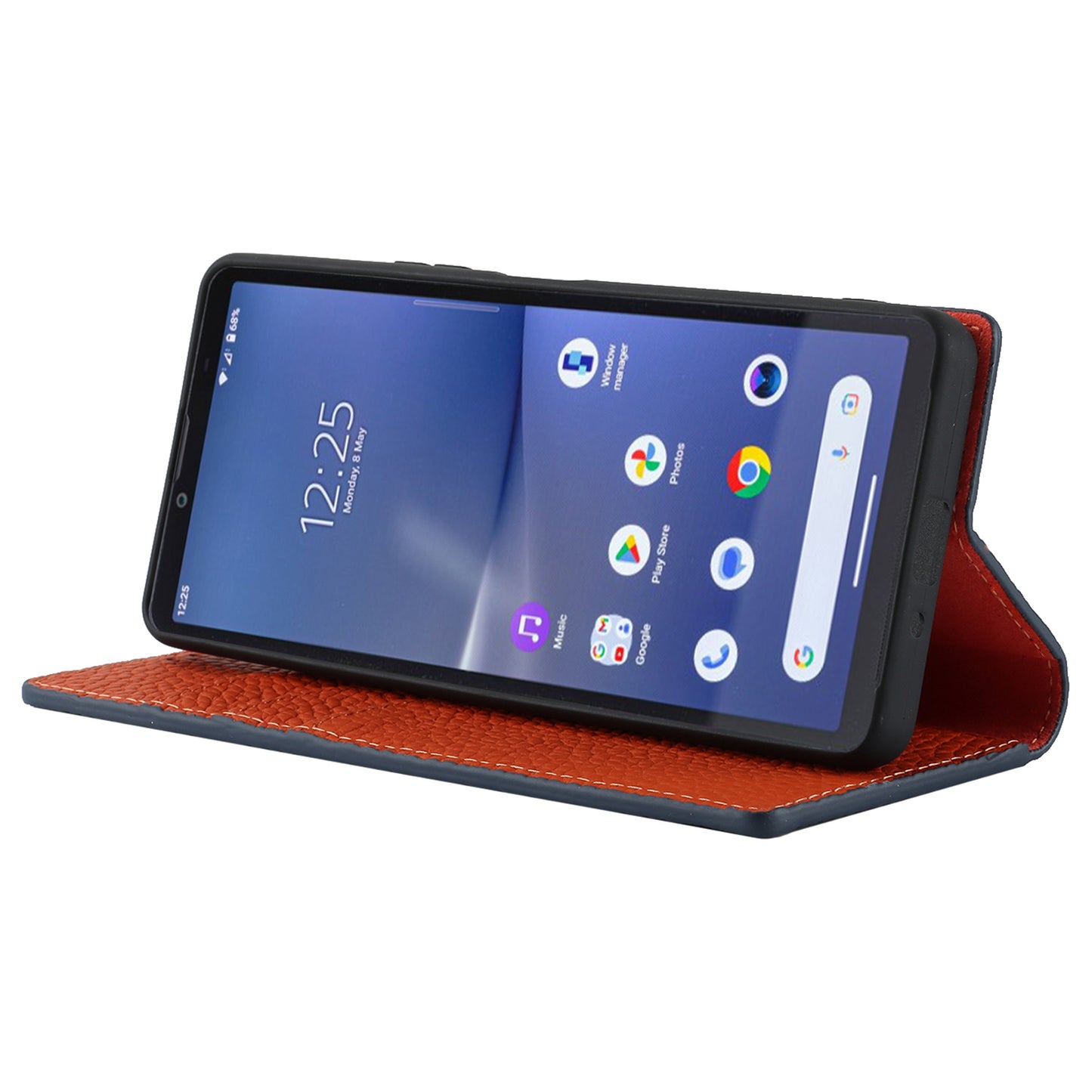 Flip Cover for Sony Xperia 10 V Litchi Texture Genuine Cow Leather Phone Case Stand Wallet with Strap